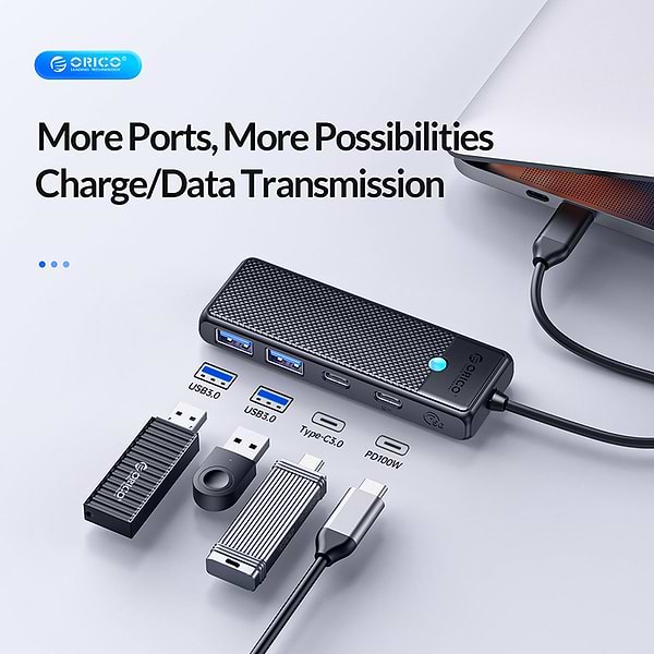 Фото - Хаб USB Orico PAPW Series 4-Port USB3.0 (PAPW2AC-C3-015-BK-EP)