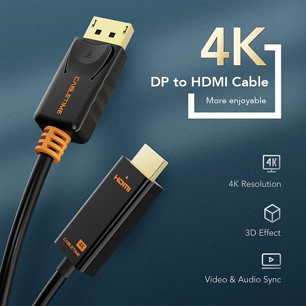 Фото - Кабель HDMI Cabletime DisplayPort (M) - HDMI (M), 4K/60Hz, V1.2, 1.8m (CD32K)