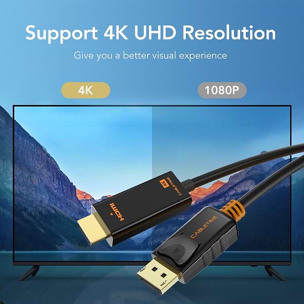 Фото - Кабель HDMI Cabletime DisplayPort (M) - HDMI (M), 4K/60Hz, V1.2, 1.8m (CD32K)