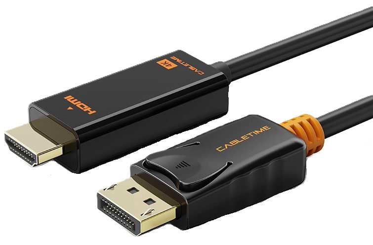Кабель HDMI Cabletime DisplayPort (M) - HDMI (M), 4K/60Hz, V1.2, 1.8m (CD32K)