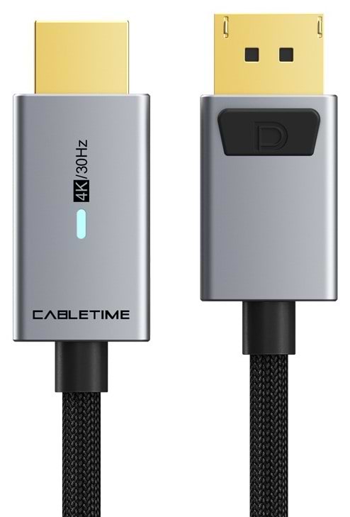 Кабель HDMI Cabletime DisplayPort (M) - HDMI (M), 4K/30Hz, 1.8m (CD31K)