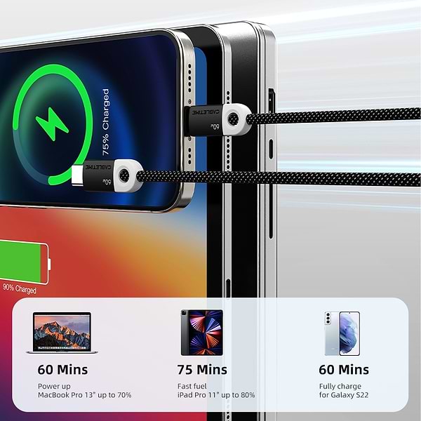 Фото - Кабель синхронізації даних Cabletime Type-C (M) - Type-C (M) PD60W, 1m (CUP4H)