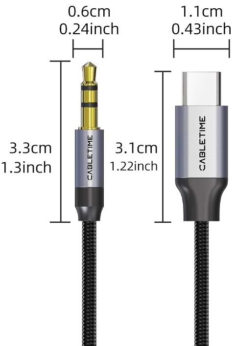 Фото - Кабель 3.5 мм -3.5 мм Cabletime USB Type-C - Audio 3.5 мм (M/M) 1 м Black (CF16H)