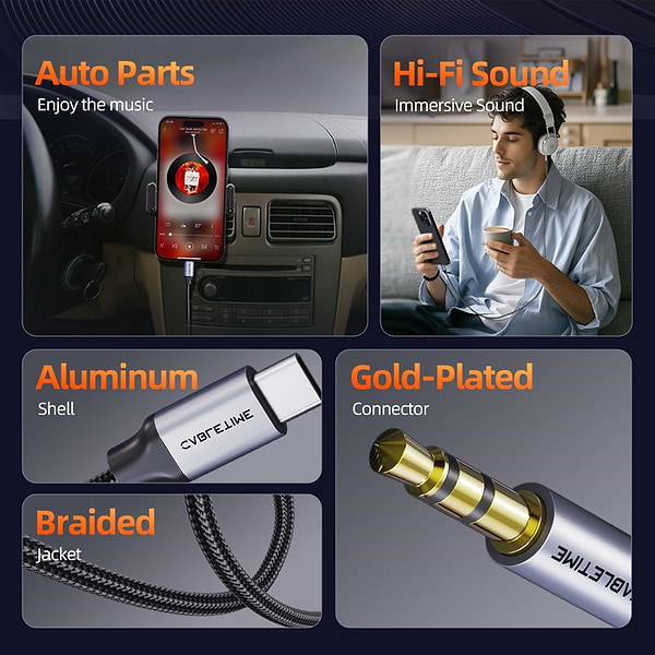 Фото - Кабель 3.5 мм -3.5 мм Cabletime USB Type-C - Audio 3.5 мм (M/M) 1 м Black (CF16H)