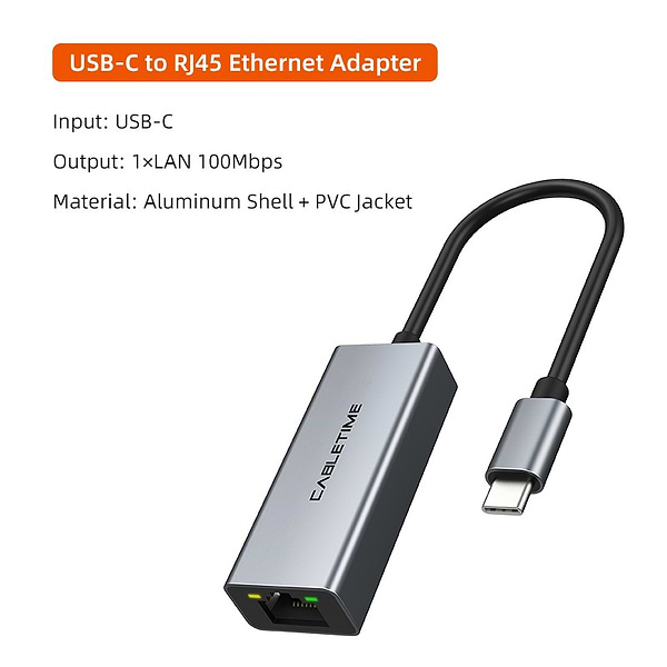 Фото - Переходник USB- RJ-45 Cabletime USB Type-C - RJ45 0.15 м (CB53G)