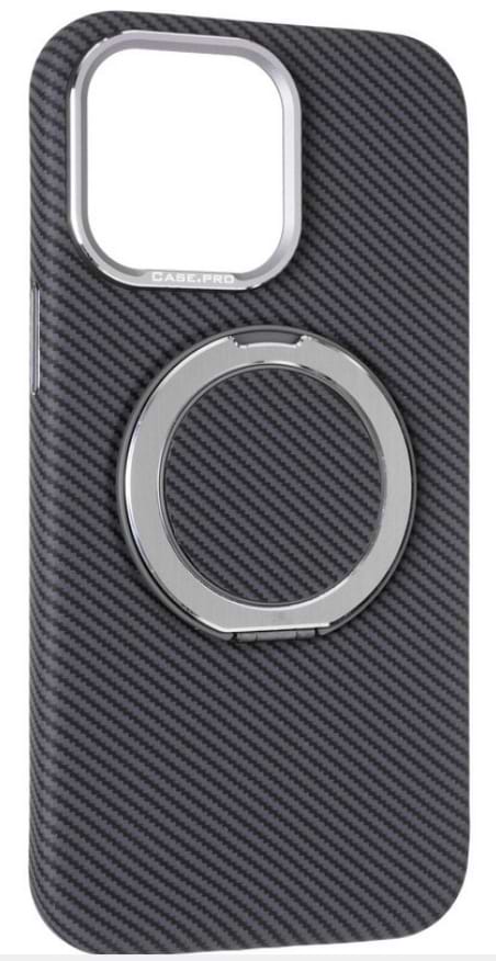 Фото - Чохол для смартфону Gelius Carbon Ring Stand 360 for iPhone 14 Pro Grey (98588)