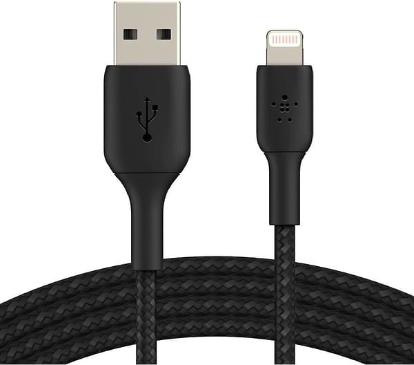 Фото - Кабель Belkin USB-A - Lightning Braided 2m Black (CAA002BT2MBK)