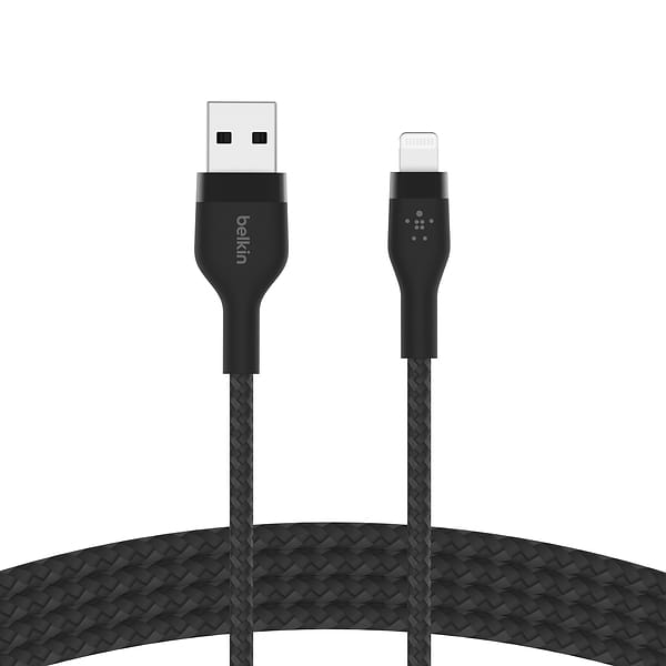 Фото - Кабель Belkin USB-A - Lightning Braided Silicone 1m Black (CAA010BT1MBK)