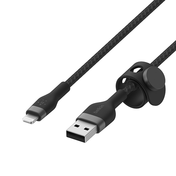 Фото - Кабель Belkin USB-A - Lightning Braided Silicone 1m Black (CAA010BT1MBK)