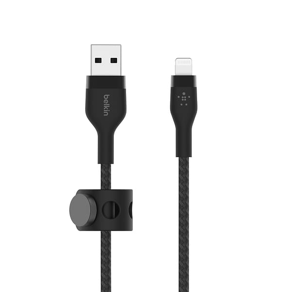Фото - Кабель Belkin USB-A - Lightning Braided Silicone 1m Black (CAA010BT1MBK)
