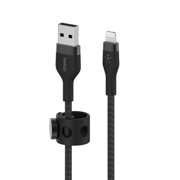 Фото - Кабель Belkin USB-A - Lightning Braided Silicone 1m Black (CAA010BT1MBK)