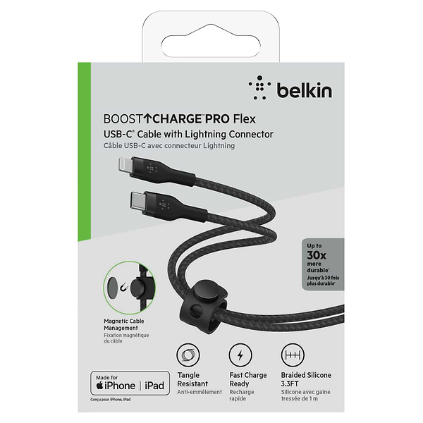 Фото - Кабель Belkin USB-С - Lightning Braided Silicone 1m Black (CAA011BT1MBK)