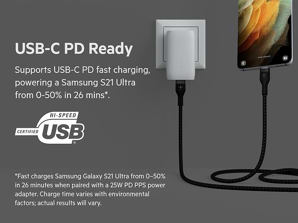 Фото - Кабель синхронізації даних Belkin USB-С - USB-C 1 м Black (CAB011BT1MBK)