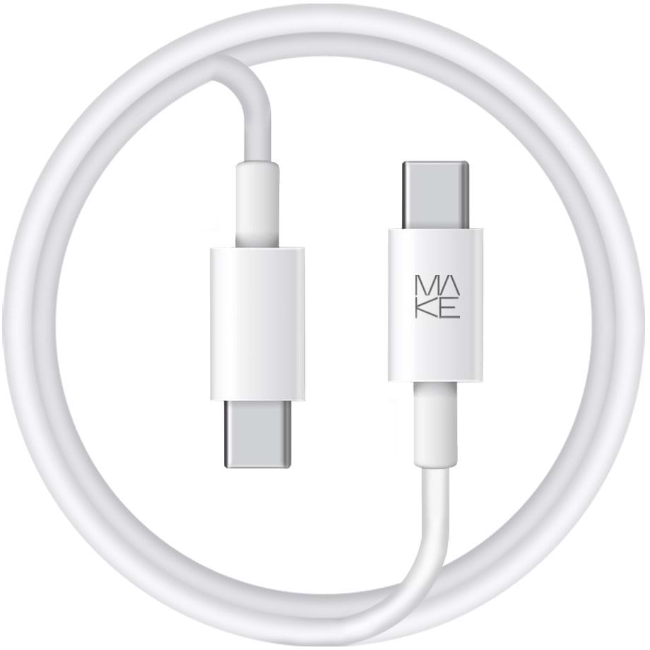 Кабель синхронізації даних MAKE Type-C to Type-C PD 100W 1.2м TPE White (MCB-CT1WH) - Фото 1