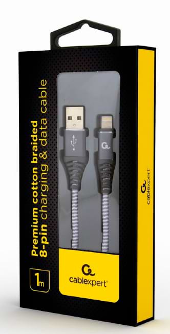 Фото - Уцінка - Кабель синхронізації даних Cablexpert USB 2.0 A - Lightning Premium 1m Grey (CC-USB2B-AMLM-1M-WB2)