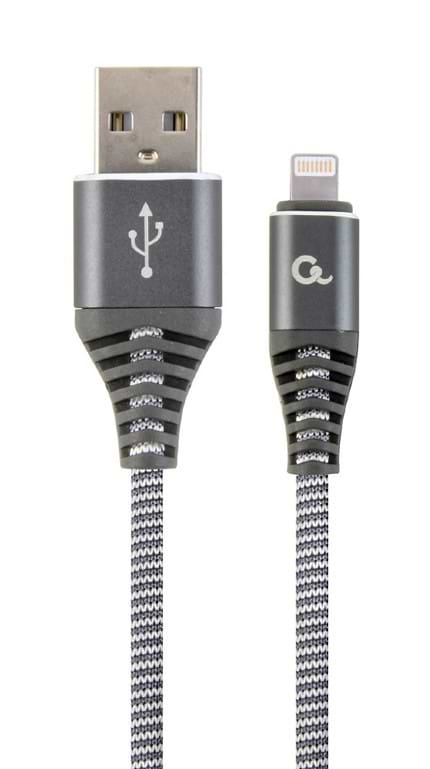 Кабель синхронізації даних Cablexpert USB 2.0 A - Lightning Premium 1m Grey (CC-USB2B-AMLM-1M-WB2) - Фото 1