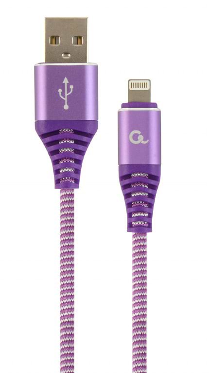 Кабель синхронізації даних Cablexpert USB 2.0 A - Lightning Premium 2m Violet (CC-USB2B-AMLM-2M-PW) - Фото 1
