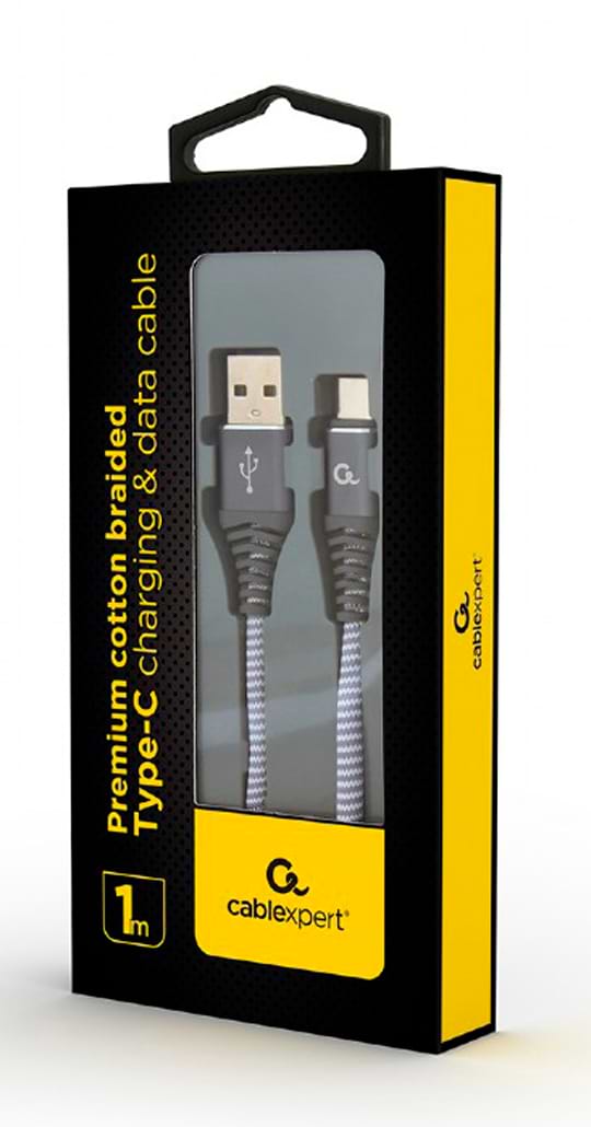 Фото - Кабель синхронізації даних Cablexpert USB 2.0 A - USB Type-C Premium 1m Grey (CC-USB2B-AMCM-1M-WB2)