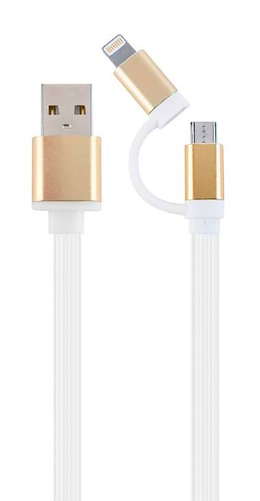 Кабель Cablexpert USB 2.0 BM - Lightning/Micro USB 1m White (CC-USB2-AM8PmB-1M-GD)