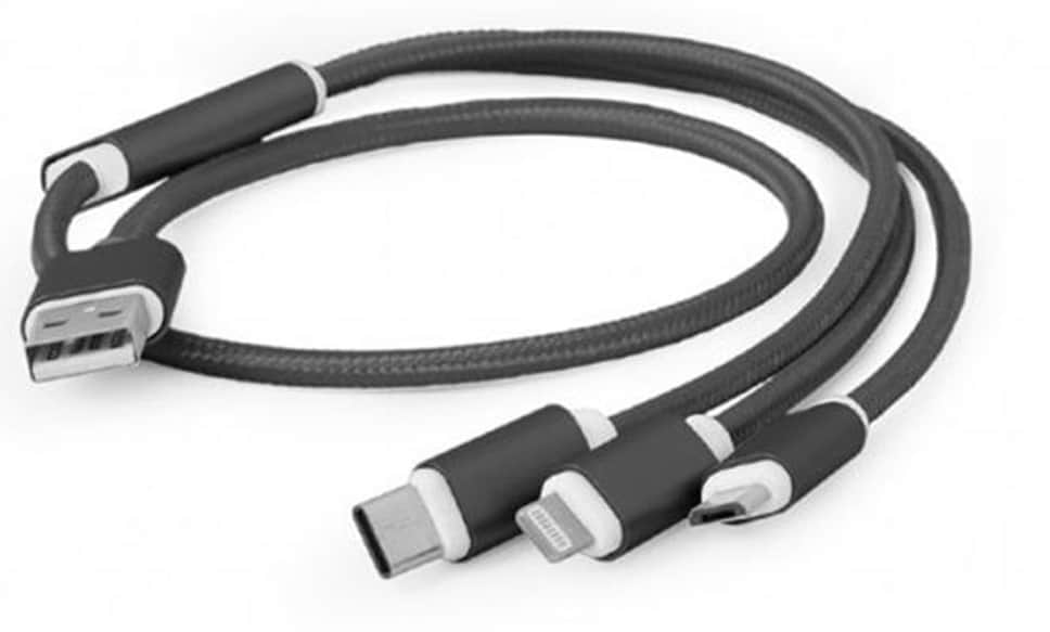 Кабель синхронізації даних Cablexpert USB BM - Lightning/MicroUSB/USBType-C 1m Black (CC-USB2-AM31-1M) - Фото 1