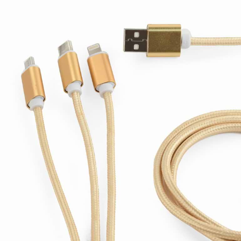 Кабель Cablexpert USB BM - Lightning/MicroUSB/USBType-C 1m Gold (CC-USB2-AM31-1M-G)