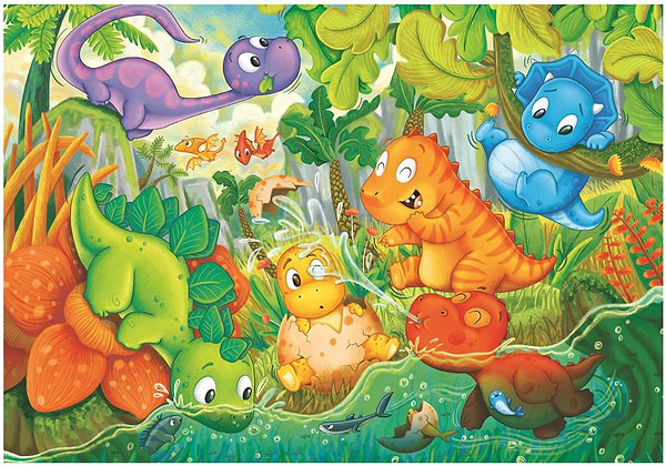 Фото - Пазлы (3-4 года) Clementoni Dinos Happy Oasis серия MAXI 24 эл. (28524)