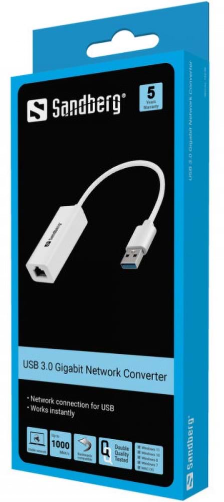 Фото - Переходник USB- RJ-45 Sandberg USB 3.0 Type A - Ethernet RJ45 (133-90)