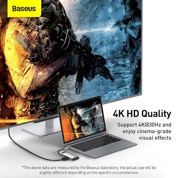 Фото - Док-станция Baseus USB3.1 USB Type C PD 100W/HDMI 4K 30 Hz/USB 3.2 Gen1/1хUSB 2.0 4in1 (CAHUB-CY0G)