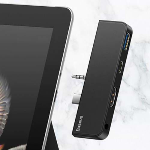 Фото - Хаб USB Baseus for Surface Go (Type-C + Audio to HD4K + USB3.0 + Type-C (data) + Audio) Чорний (CAHUB-FT01)