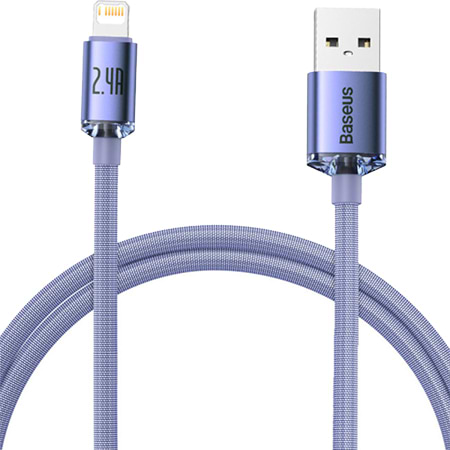 Кабель синхронізації даних Baseus USB to Lightning 2.4A 1.2m Violet (CAJY000005) - Фото 1