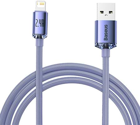 Кабель синхронізації даних Baseus USB to Lightning 2.4A 2m Violet (CAJY000105) - Фото 1