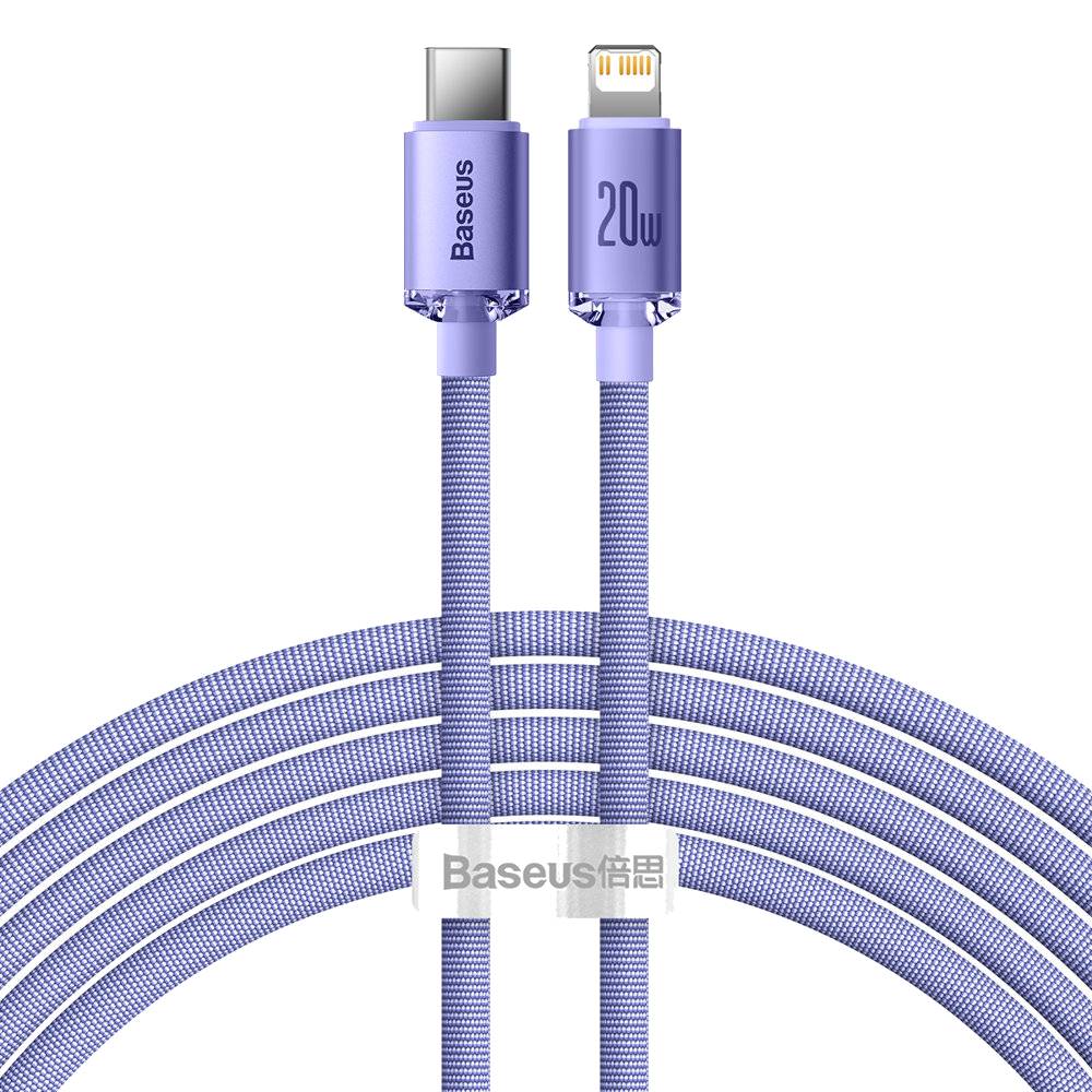 Кабель синхронізації даних Baseus Crystal Shine Series Fast Charging Data Cable Type-C to iP 20W 2m Purple (CAJY000305) - Фото 1