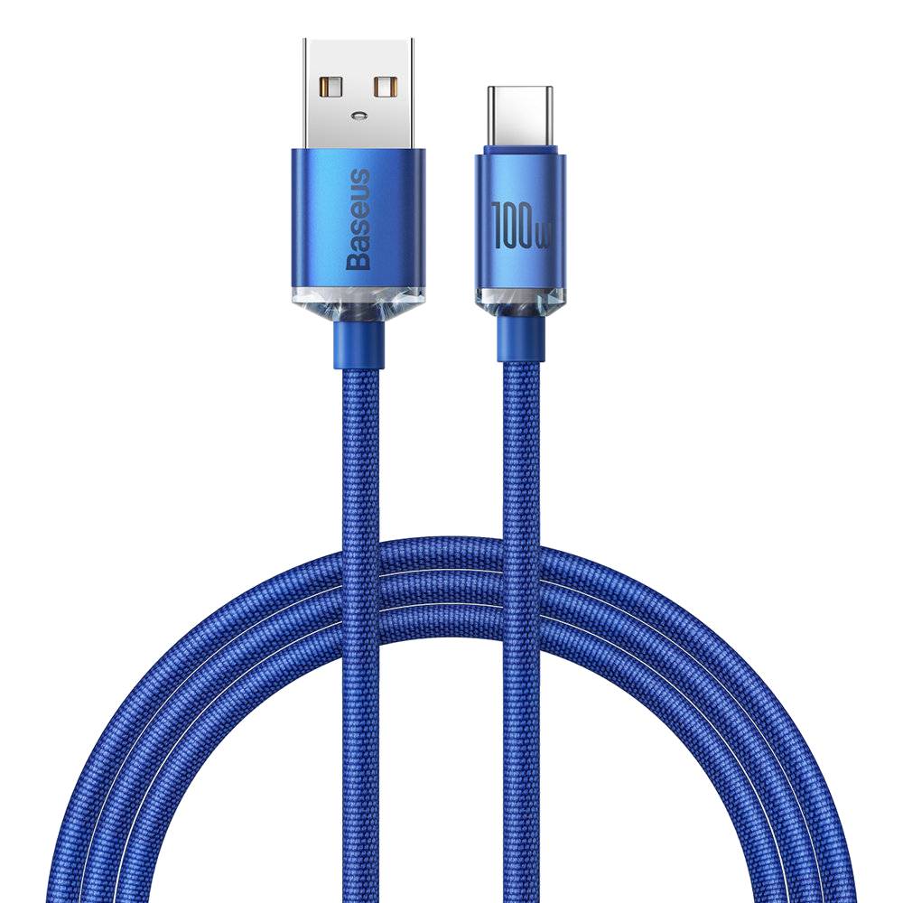 Кабель Baseus Crystal Shine Series Fast Charging Data Cable USB to Type-C 100W 1.2m Blue (CAJY000403)