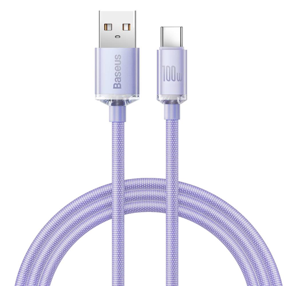 Кабель синхронізації даних Baseus Crystal Shine Series Fast Charging Data Cable USB to Type-C 100W 1.2m Purple (CAJY000405) - Фото 1