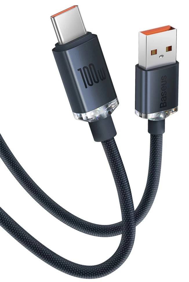 Фото - Кабель Baseus Crystal Shine Series Fast Charging Data Cable USB to Type-C 100W 2m Black (CAJY000501)