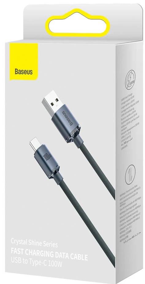 Фото - Кабель Baseus Crystal Shine Series Fast Charging Data Cable USB to Type-C 100W 2m Black (CAJY000501)