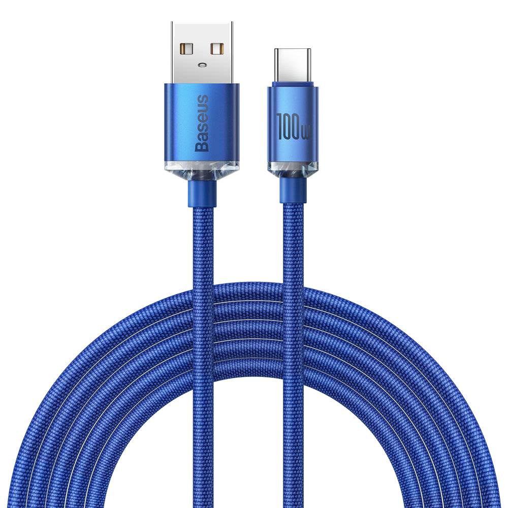 Кабель Baseus Crystal Shine Series Fast Charging Data Cable USB to Type-C 100W 2m Blue (CAJY000503)