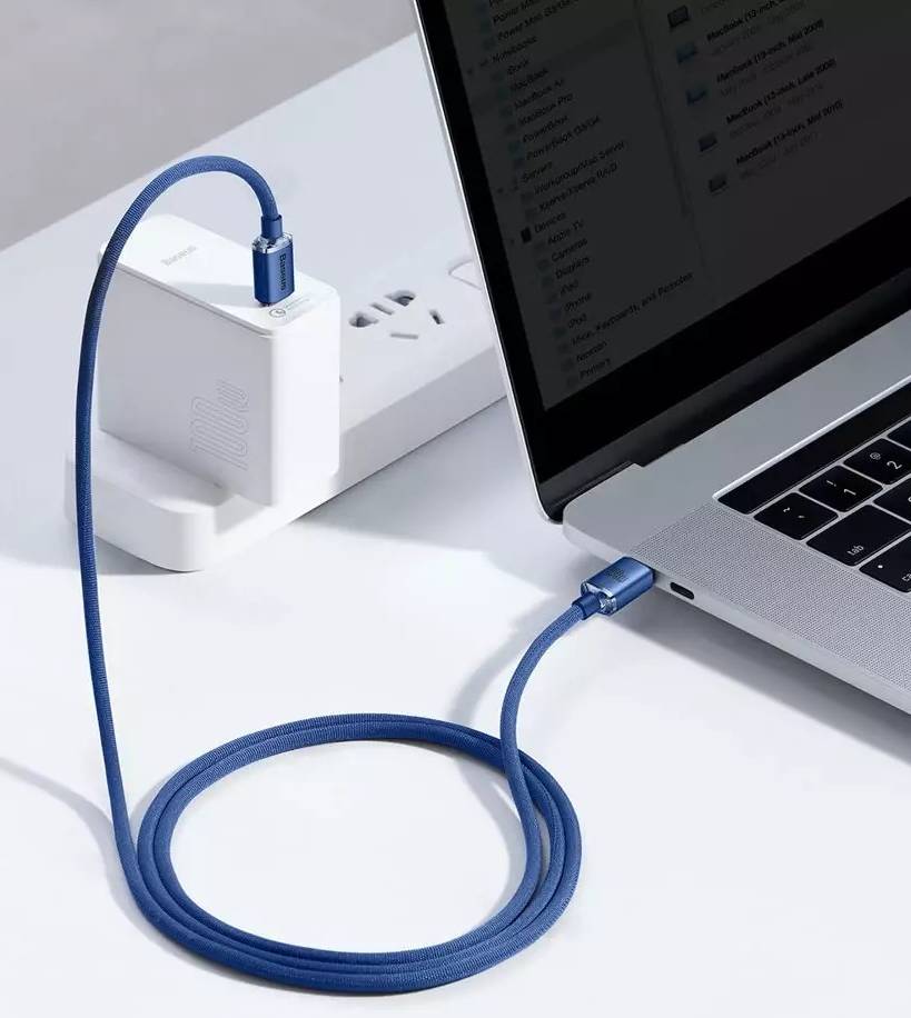 Фото - Кабель синхронізації даних Baseus Crystal Shine Series Fast Charging Data Cable Type-C to Type-C 100W 1.2m Blue (CAJY000603)