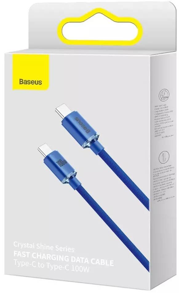 Фото - Кабель синхронізації даних Baseus Crystal Shine Series Fast Charging Data Cable Type-C to Type-C 100W 1.2m Blue (CAJY000603)