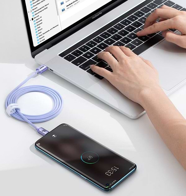 Фото - Кабель Baseus Crystal Shine Series Fast Charging Data Cable Type-C to Type-C 100W 1.2m Purple (CAJY000605)