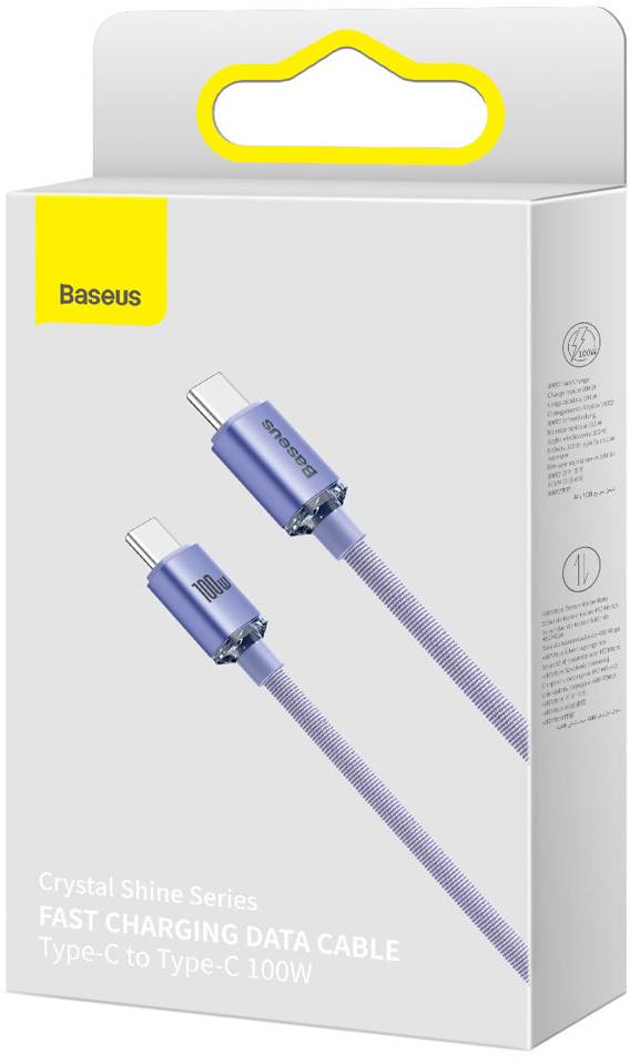 Фото - Кабель Baseus Crystal Shine Series Fast Charging Data Cable Type-C to Type-C 100W 1.2m Purple (CAJY000605)
