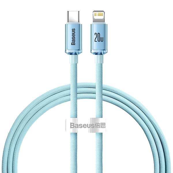 Фото - Кабель Baseus Crystal Shine Series Fast Charging Data Cable Type-C to iP 20W 1.2m Sky Blue (CAJY001303)