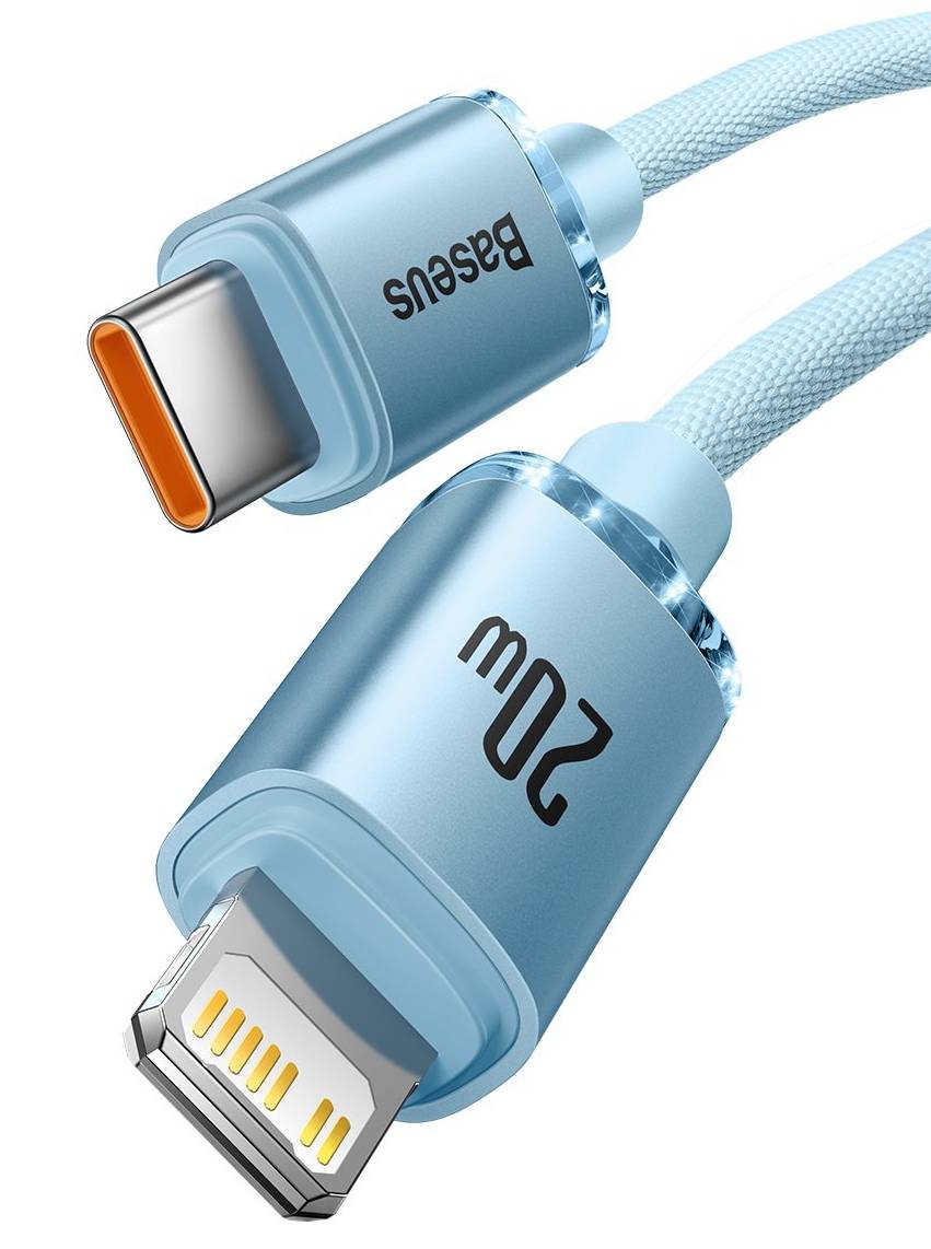 Фото - Кабель Baseus Crystal Shine Series Fast Charging Data Cable Type-C to iP 20W 1.2m Sky Blue (CAJY001303)