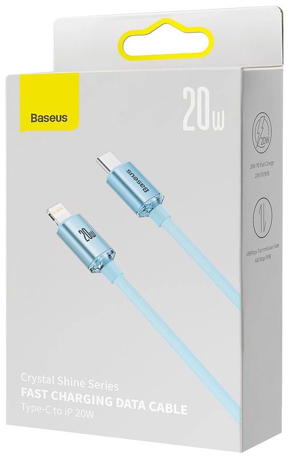 Фото - Кабель Baseus Crystal Shine Series Fast Charging Data Cable Type-C to iP 20W 1.2m Sky Blue (CAJY001303)