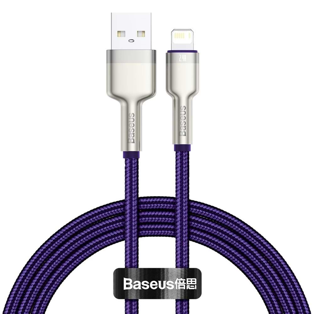 Кабель синхронізації даних Baseus Cafule Series Metal Data Cable USB to IP 2.4A 2m Purple (CALJK-B05) - Фото 1