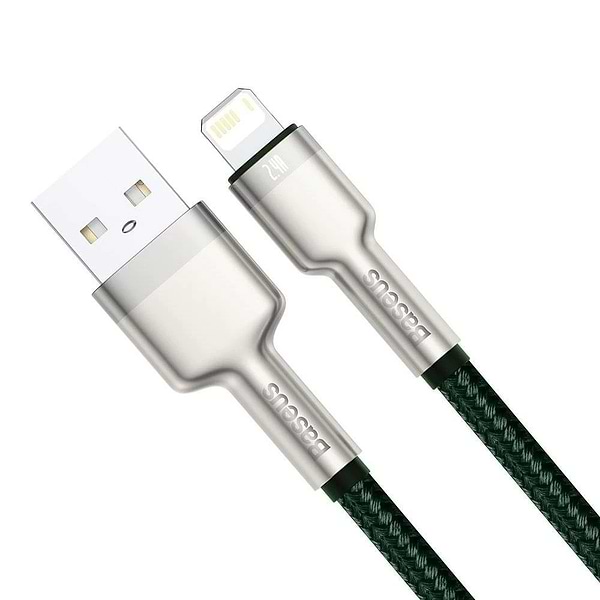 Фото - Кабель Baseus Cafule Series Metal Data Cable USB to IP 2.4A 2m Green (CALJK-B06)
