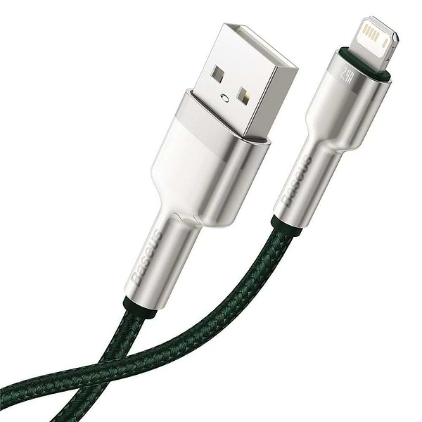 Фото - Кабель Baseus Cafule Series Metal Data Cable USB to IP 2.4A 2m Green (CALJK-B06)