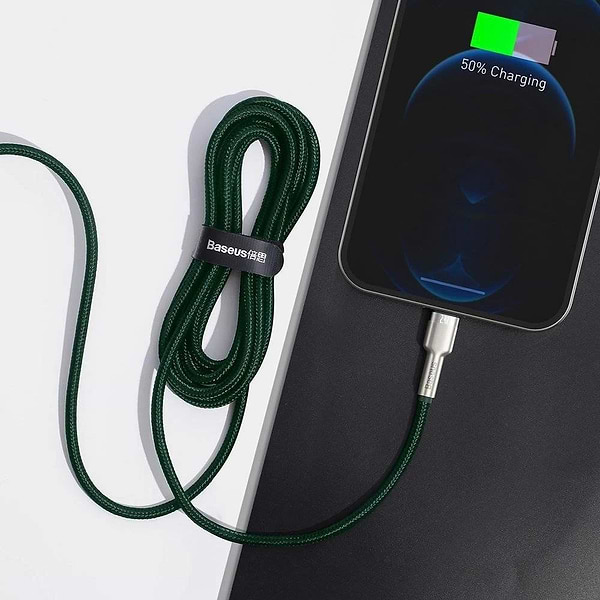 Фото - Кабель Baseus Cafule Series Metal Data Cable USB to IP 2.4A 2m Green (CALJK-B06)