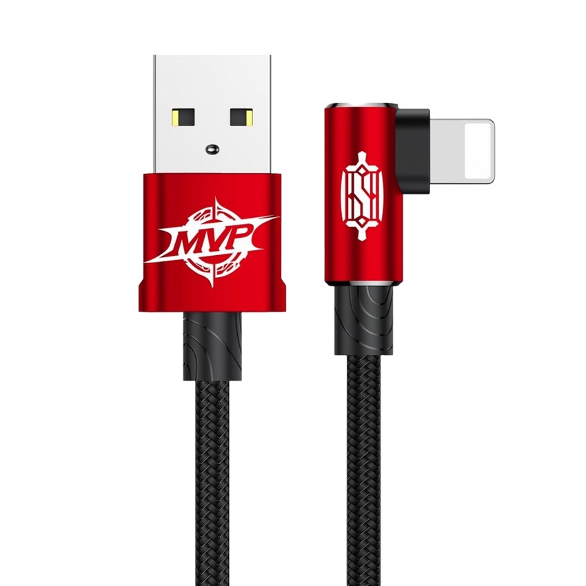 Кабель синхронізації даних Baseus MVP Elbow Type Cable USB For IP 2A 1m Red (CALMVP-09) - Фото 1