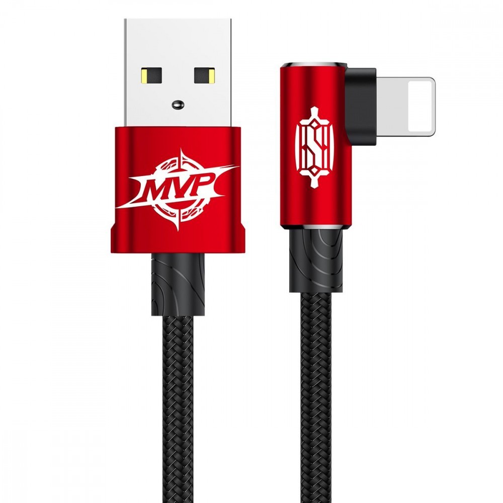Кабель синхронізації даних Baseus MVP Elbow Type Cable USB For IP 1.5A 2m Red (CALMVP-A09)